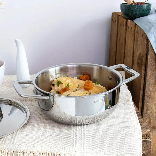 Stew pot with lid in polished stainless steel by CRISTEL USA cookware on Tampa Home & Garden Store