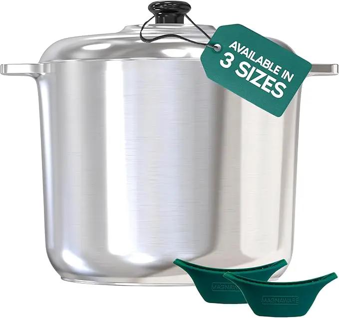 Aluminum Magnaware stock pot with lid, 10 qt, includes 2 green bowls on Tampa Home & Garden Store