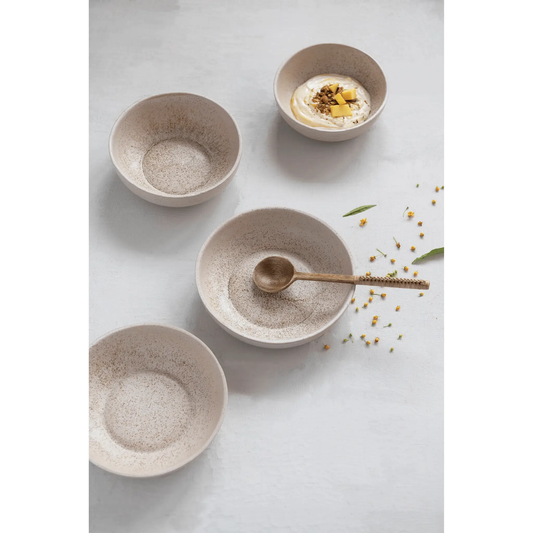 Stoneware bowls with reactive glaze speckled cream, set of 4 decorative bowls on Tampa Home & Garden Store