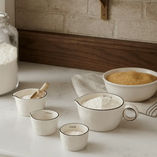 Stoneware measuring cups set of 4 in neutral glaze by White Cliff Studio on Tampa Home & Garden Store