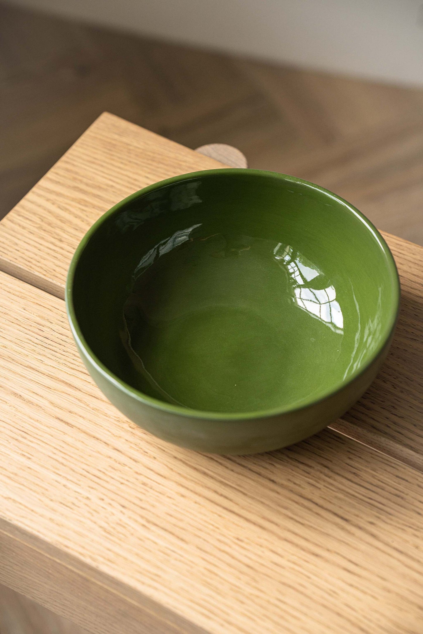 Handmade Green Porcelain Salad Bowl and Serving