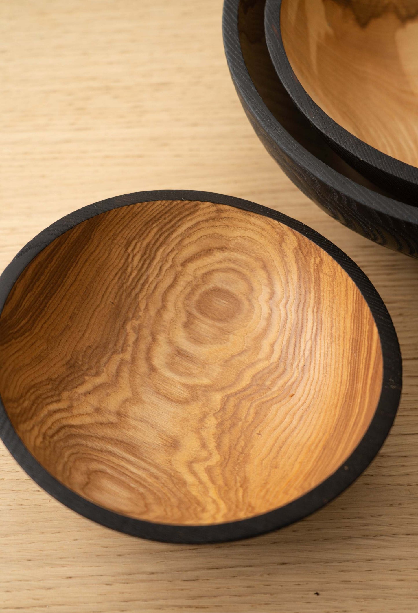 Half Charred Ashwood Nesting Bowls For Snacks