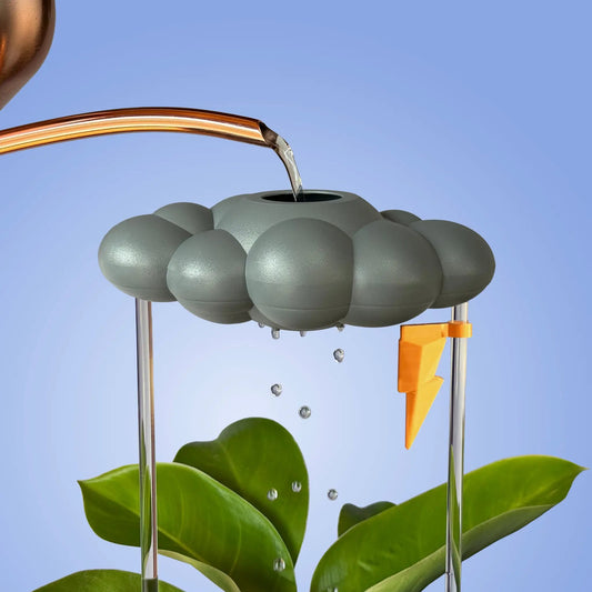 Stormy Rain Cloud with Lightning Bolt Charm watering globe for house plants by The Cloud Makers on Tampa Home & Garden Store
