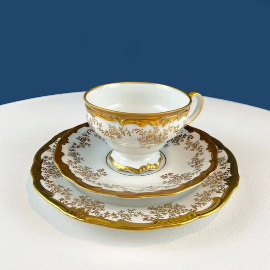 Antique white and gold teacup and saucer trio with gold trim Katharina Anything Discovered on Tampa Home & Garden Store