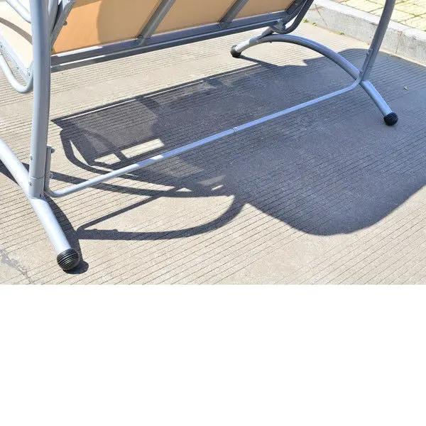 Sturdy 3-person outdoor patio swing with beige canopy and grey metal frame HomePacific on Tampa Home & Garden Store