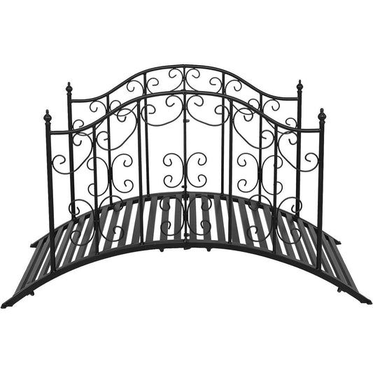 Sturdy Outdoor Rust-Proof 4-Foot Black Metal Arch Garden Bridge - Tampa Home & Garden Store