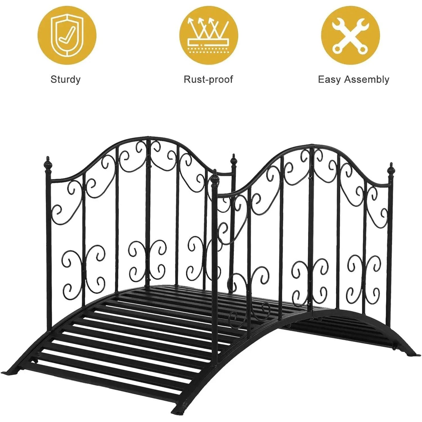 Outdoor rust-proof 4-foot black metal arch garden bridge by HomePacific on Tampa Home & Garden Store