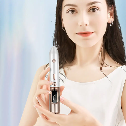 Plasma Skin Care Pen Moktan Sabai in silver with digital display, 9 intensity levels on Tampa Home & Garden Store