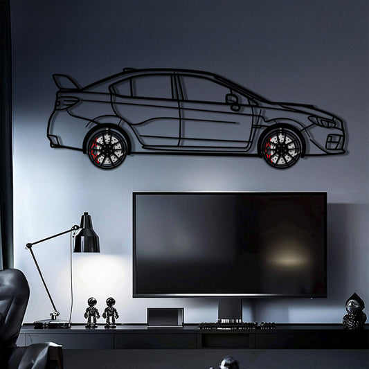 Subaru WRX Metal Car Wall Art with Rotating Wheels - Rally Legend Silhouette - Interactive Automotive Wall Decor - KAFMEKA155 - Tampa Home & Garden Store