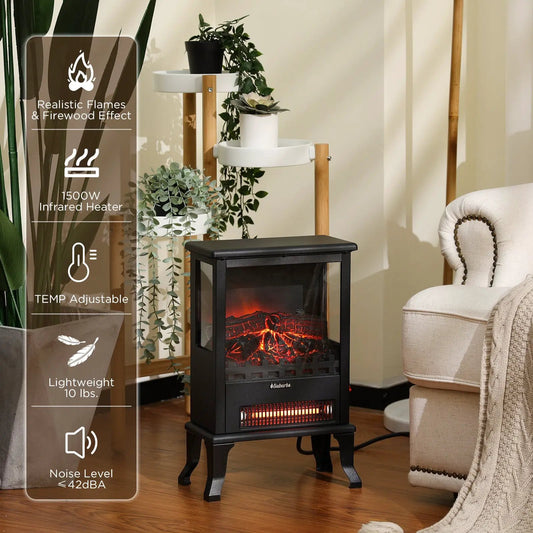 Suburbs TS17Q black electric fireplace stove with 1500W infrared heater and ember fire on Tampa Home & Garden Store