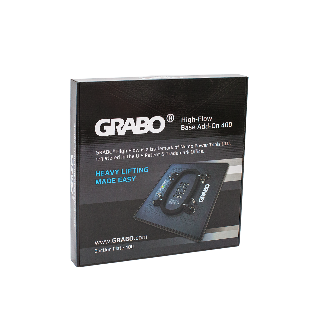 GRABO High-Flow Suction Plate 400 base add-on box with GRABO branding, heavy-lifting packaging on Tampa Home & Garden Store