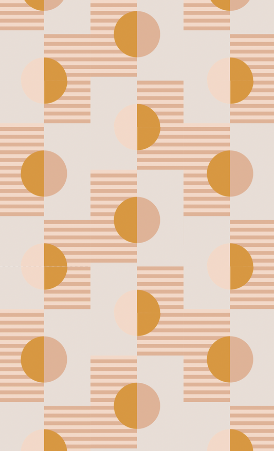 Summer Suns Wallpaper, blush & mustard - Tampa Home & Garden Store