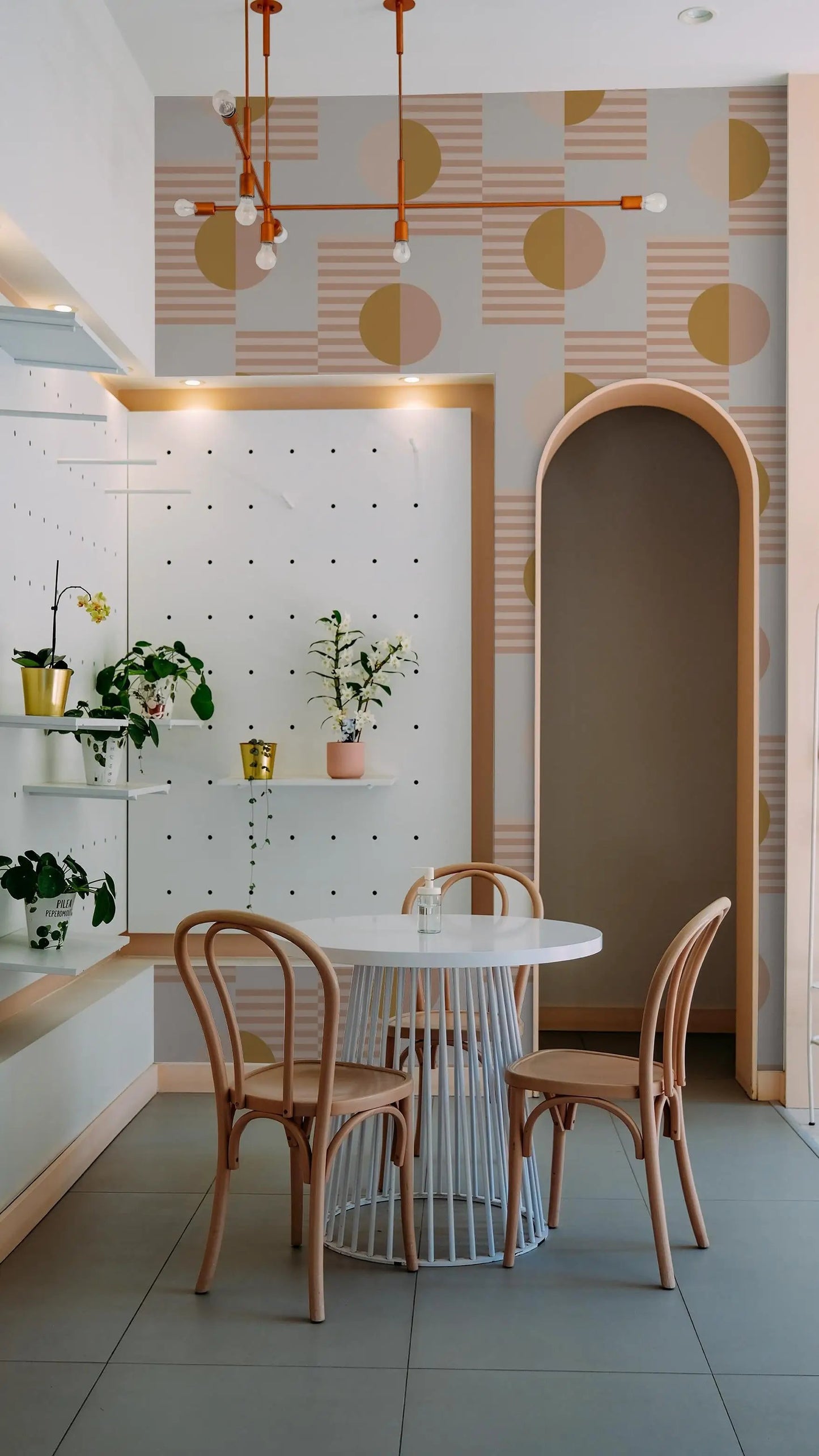 Wallpaper Summer Suns blush mustard circles and stripes by Samantha Santana Creative on Tampa Home & Garden Store