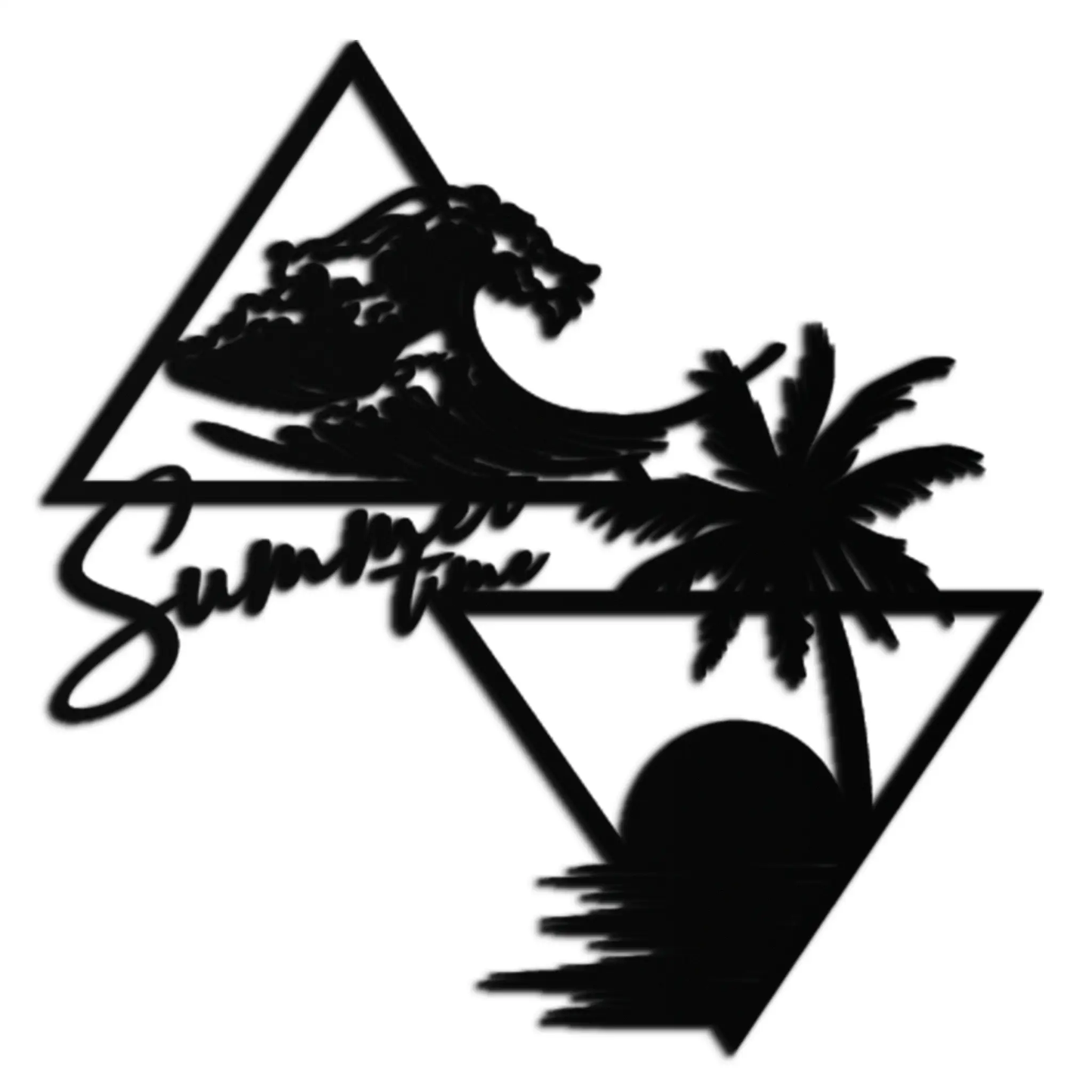 Summer Beach Scene Palm Tree Metal Wall Art by Enova Art black silhouette modern metal decor on Tampa Home & Garden Store