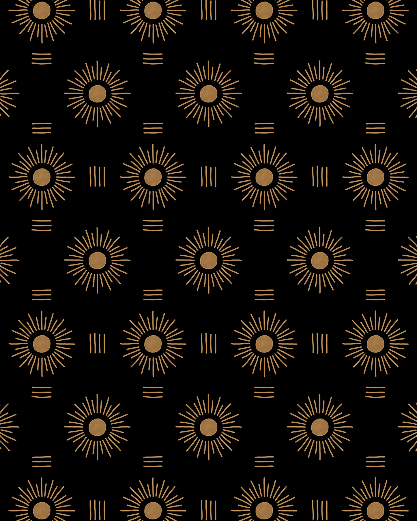 Sun Rays Wallpaper, black and mustard - Tampa Home & Garden Store