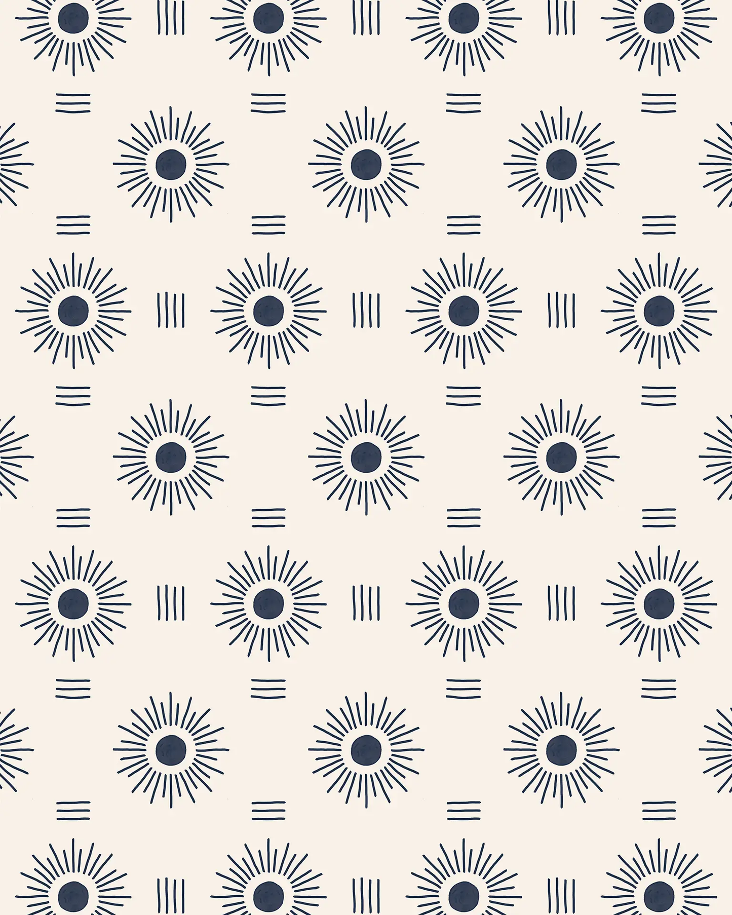 Sun Rays Wallpaper, off-white and navy - Tampa Home & Garden Store