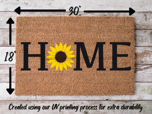 Sunflower Doormat "Home" Door Mat Sunflower is the O in "Home" - Tampa Home & Garden Store