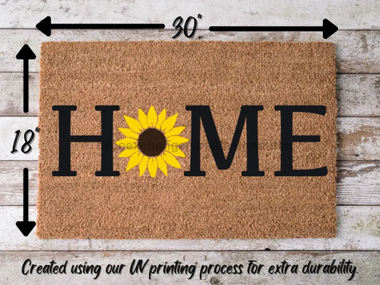 Sunflower Doormat "Home" Door Mat Sunflower is the O in "Home" - Tampa Home & Garden Store