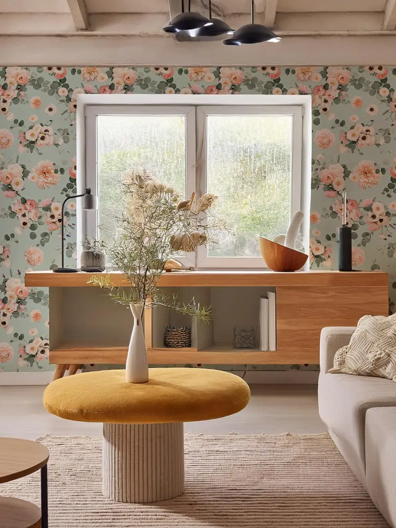 Sunrise Floral Wallpaper, blue - Tampa Home & Garden Store