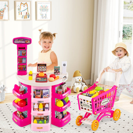 Supermarket Playset for Kids 76 PCS Pretend Play Grocery Store Set with Shopping Cart - Tampa Home & Garden Store