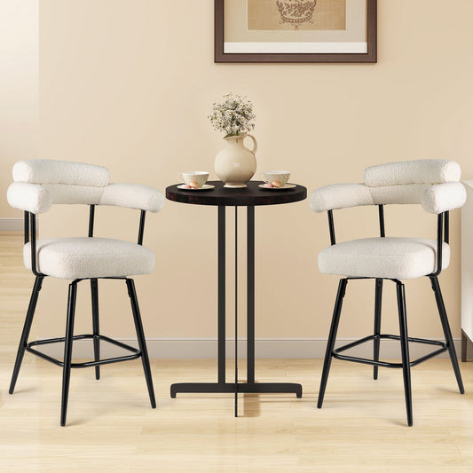 Swivel Bar Stool Set of 2 Counter Height Chairs with Curved Back and Arms - Tampa Home & Garden Store