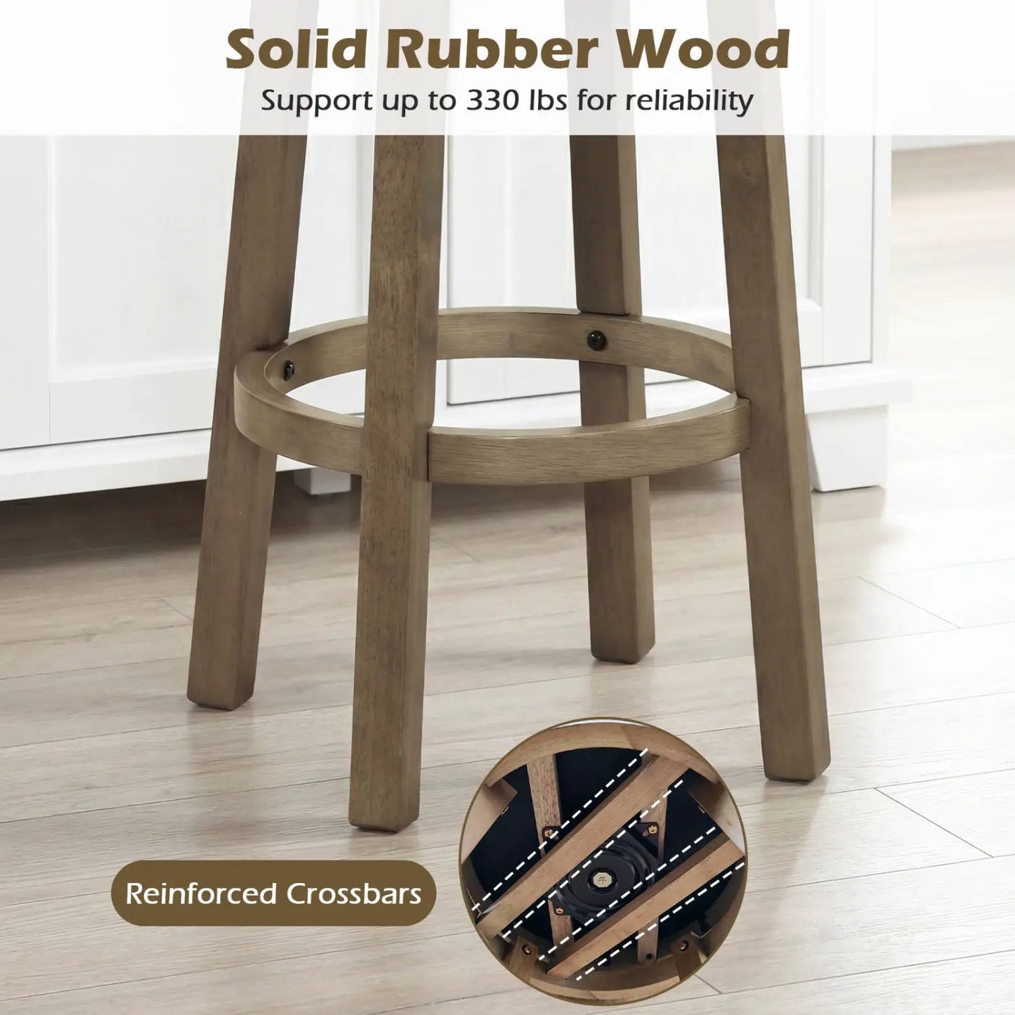 Swivel Bar Stools set of 2 with linen upholstery and natural wood finish by DirectDeals on Tampa Home & Garden Store