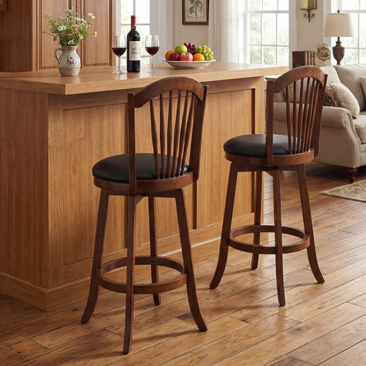 Swivel Bar Stools with Backrests and Wood Frame for Kitchen Island - Tampa Home & Garden Store