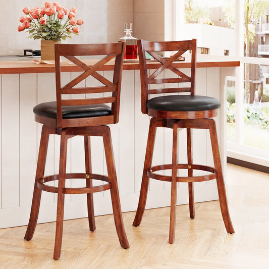 Swivel Barstools Set of 2 with Backrest and Footrest - Tampa Home & Garden Store