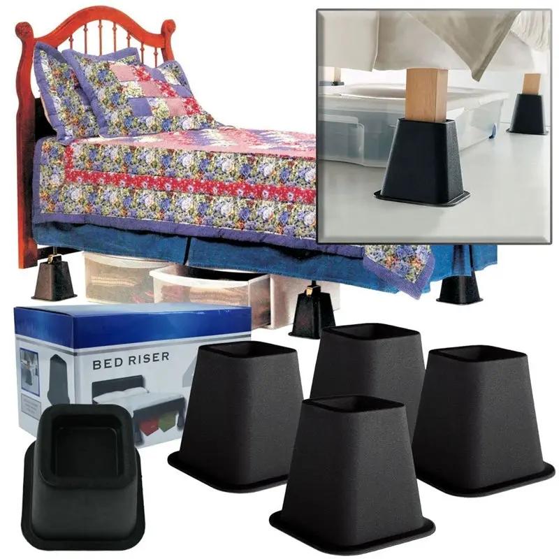 Bed risers 6-inch high in black 4-pack by HomePacific for bed frames on Tampa Home & Garden Store