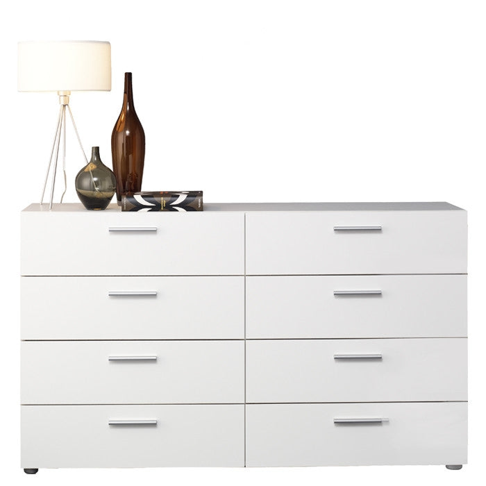Cómoda doble blanca moderna de 8 cajones para dormitorio