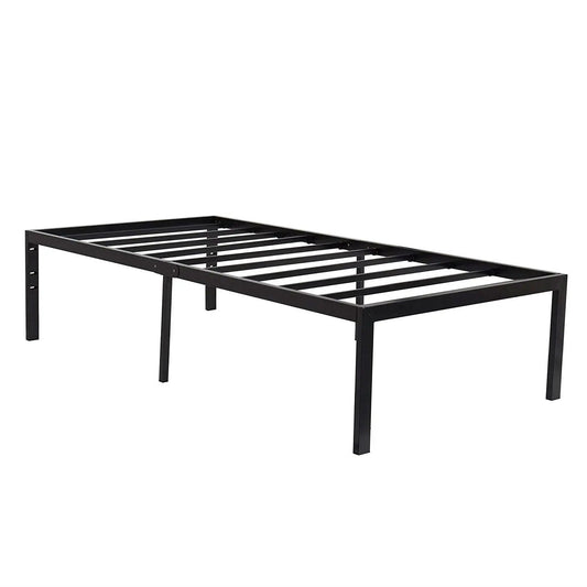 Twin 18in heavy-duty black metal platform bed frame by HomePacific with slat support on Tampa Home & Garden Store