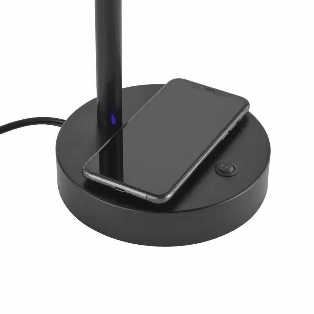 Modern LED Desk Light Table Lamp with Wireless Cell Charging Pad in Black - Tampa Home & Garden Store