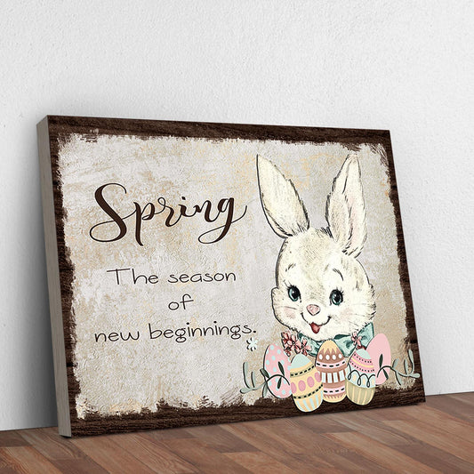 Easter Bunny Spring Sign canvas by Tailored Canvases with bunny illustration and pastel eggs on Tampa Home & Garden Store