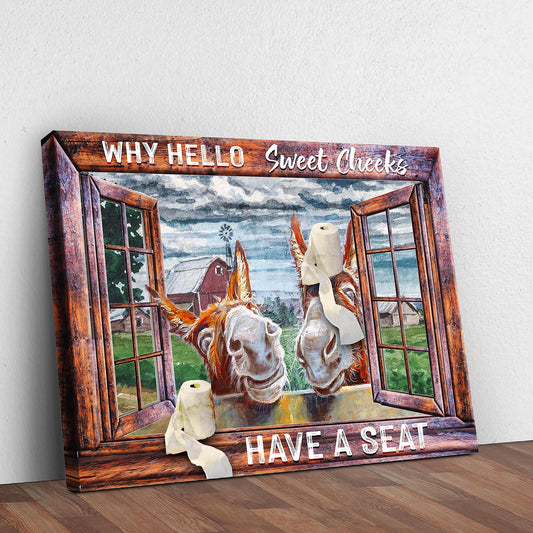 Have A Seat Sweet Cheeks Bathroom Sign II canvas with rustic frame by Tailored Canvases on Tampa Home & Garden Store