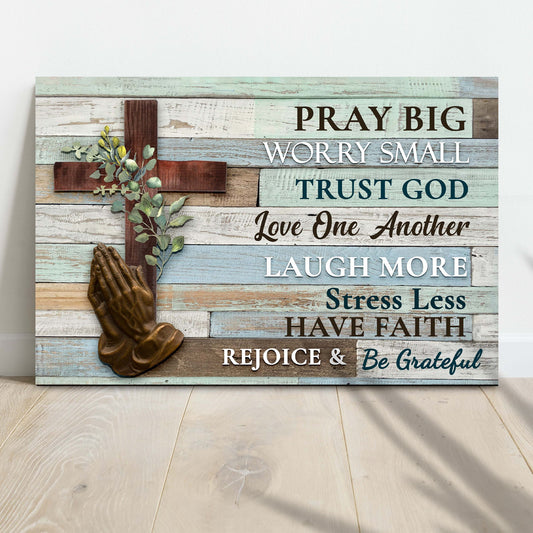 Canvas sign Trust God Love One Another by Tailored Canvases with rustic wood panels on Tampa Home & Garden Store