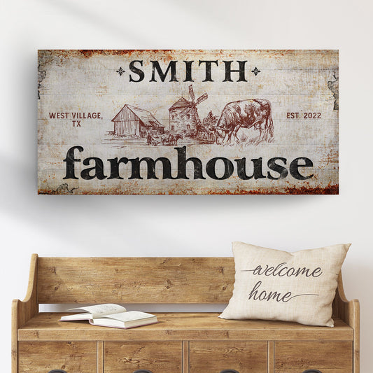 Family Farmhouse Sign II canvas Tailored Canvases, rustic wood look with farmhouse lettering on Tampa Home & Garden Store