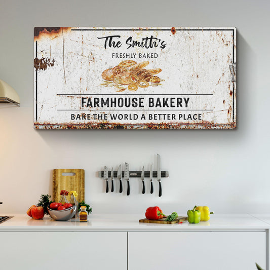 Farmhouse Bakery Sign canvas by Tailored Canvases, rustic distressed white on Tampa Home & Garden Store