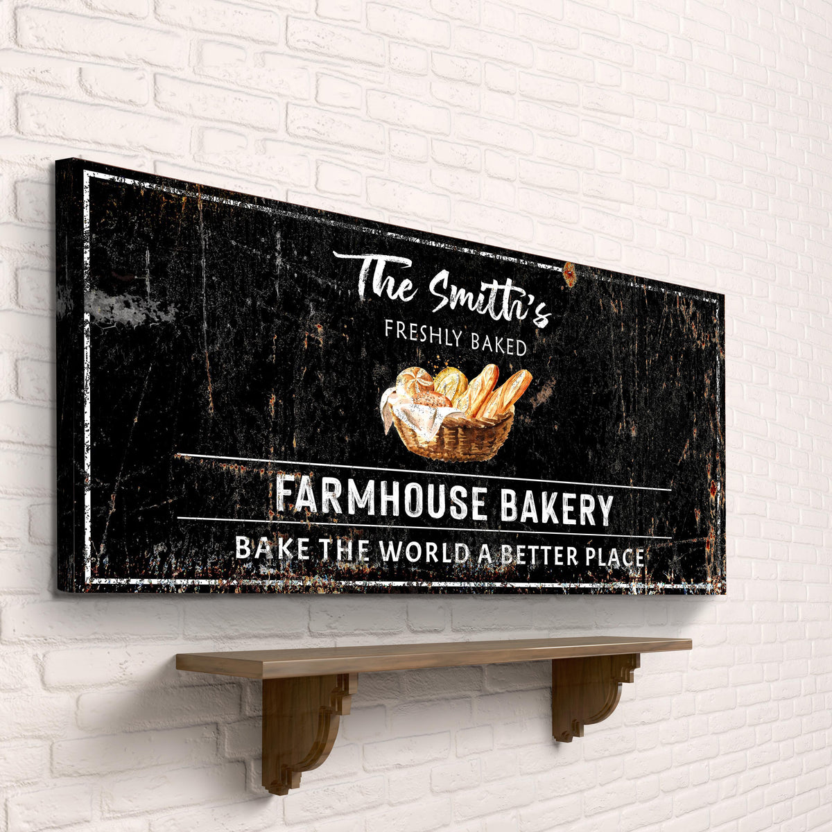Farmhouse Bakery Sign canvas wall art with white typography on chalkboard sign on Tampa Home & Garden Store