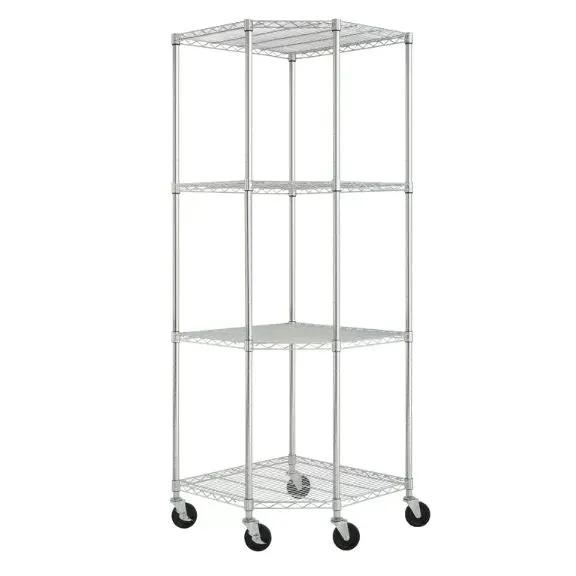 Heavy Duty 4-Tier Corner Storage Rack Shelving Unit with Casters - Tampa Home & Garden Store