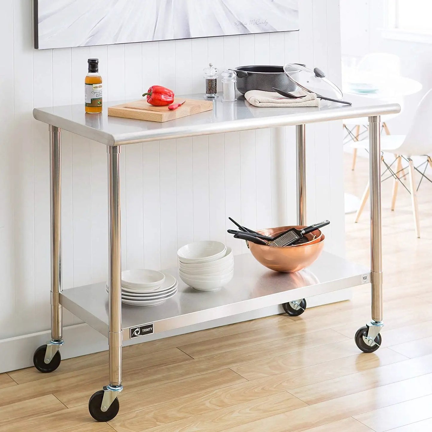 Stainless Steel 2-ft Kitchen Island Cart Prep Table with Casters - Tampa Home & Garden Store