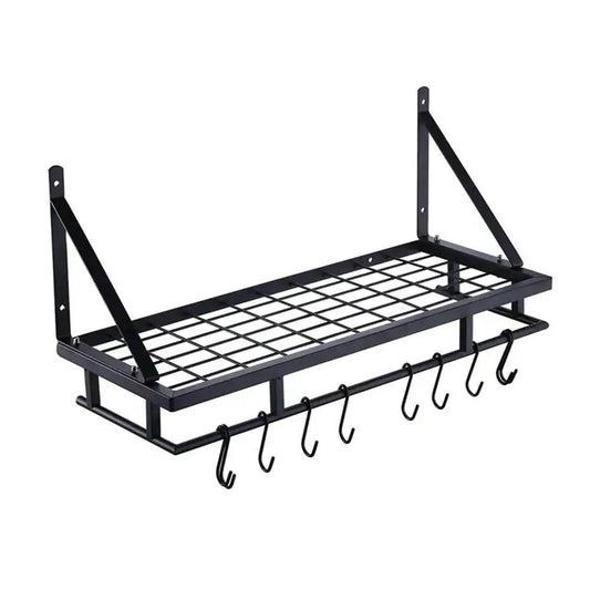 Matte Black Stainless Pot Rack with 10 Hooks, wall-mounted kitchen rack by HomePacific on Tampa Home & Garden Store