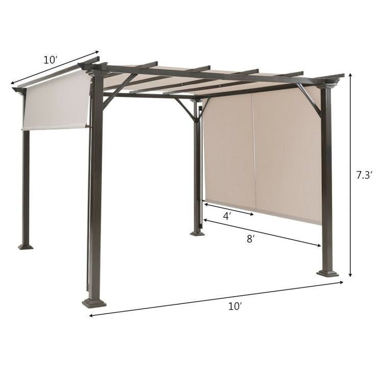 Pérgola Gazebo Moderna de 10 x 10 pies con Estructura Metálica Reforzada y Toldo Beige