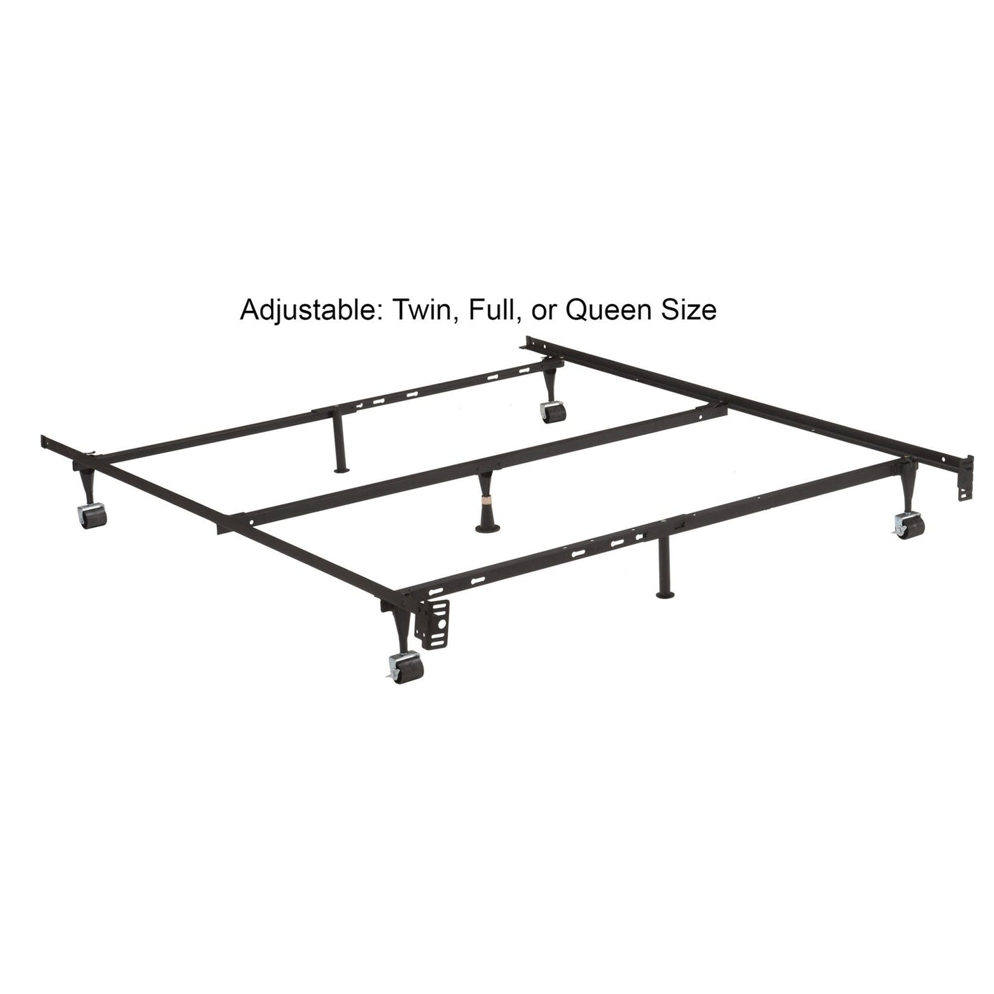 Base de cama metálica ajustable negra robusta para tamaños Twin, Full, Queen con soportes para cabecero