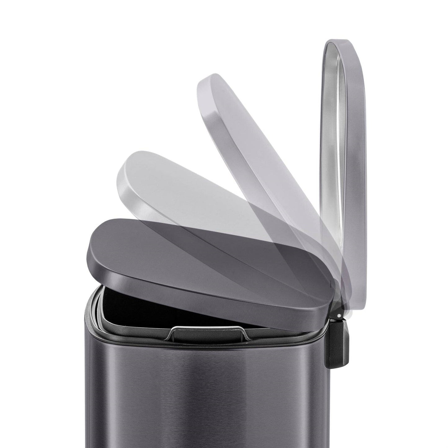 Cubo de basura de cocina de acero inoxidable negro de 13 galones con tapa de apertura a pedal