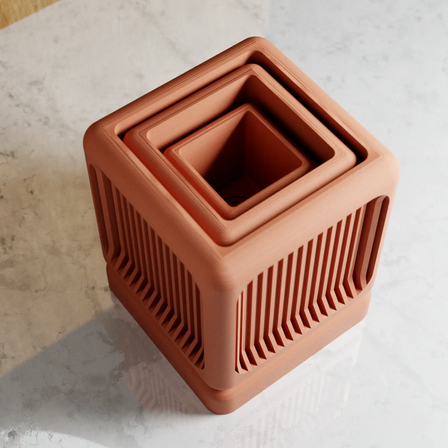 Box Planter set in terracotta with nested square sizes small, medium, large on Tampa Home & Garden Store