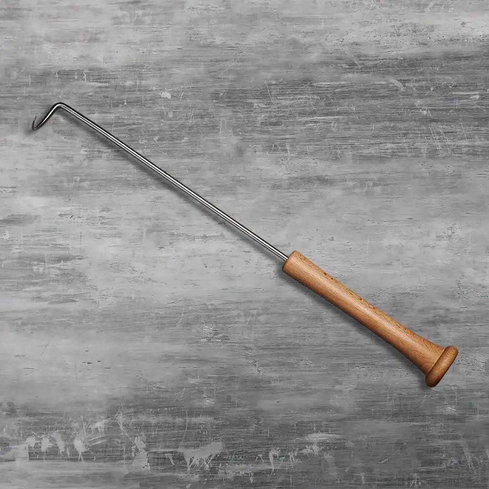 Hook Pigtail Grill Tool with stainless shaft and wooden handle on Tampa Home & Garden Store