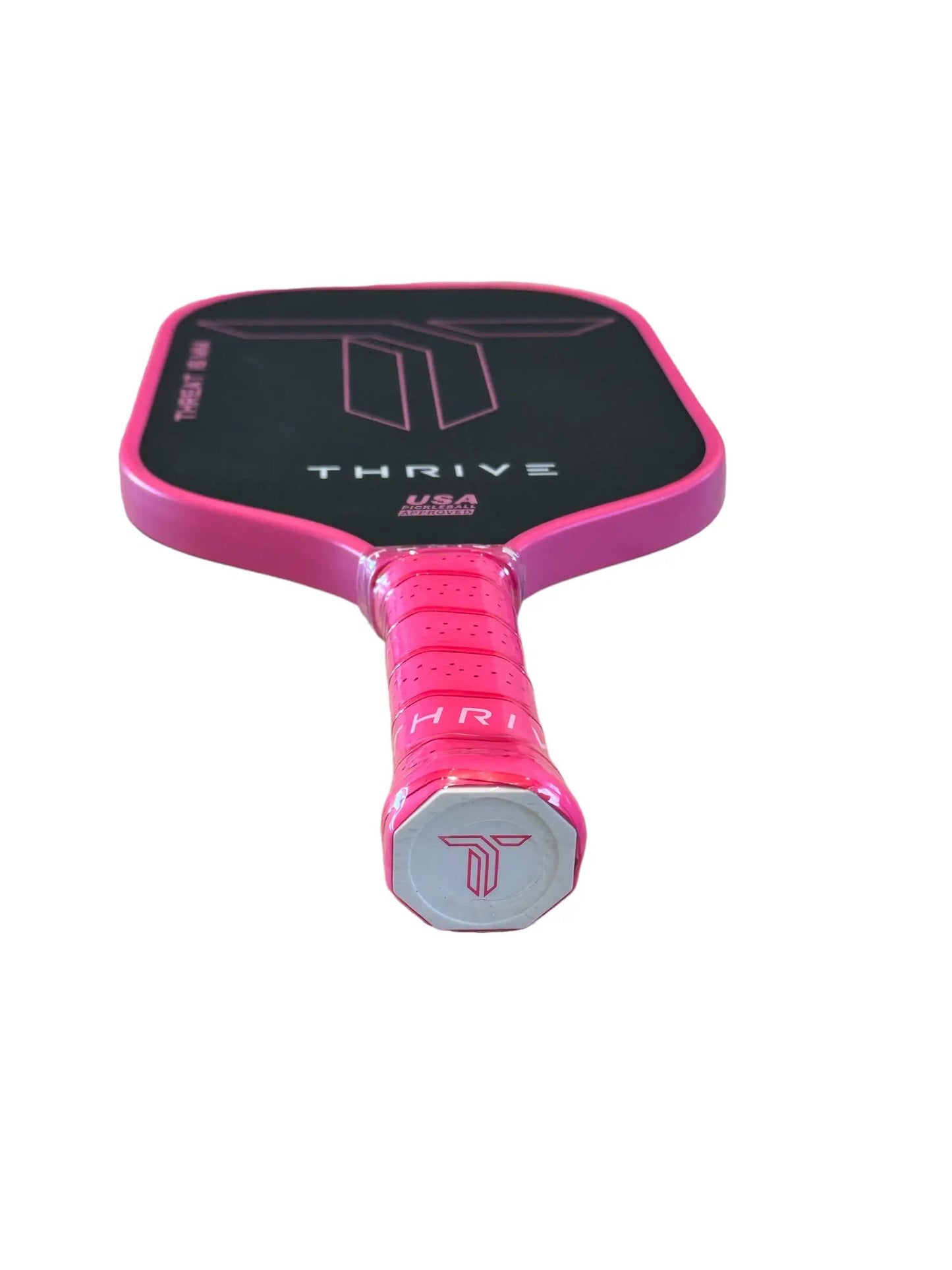 Threat 16 pink pickleball paddle with black face and pink handle, Thrive logo visible on Tampa Home & Garden Store