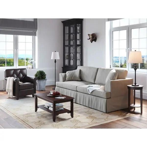 3-Piece Floor Lamp and Table Desk Lamp Set in Black with Light Gold Drum Shades - Tampa Home & Garden Store