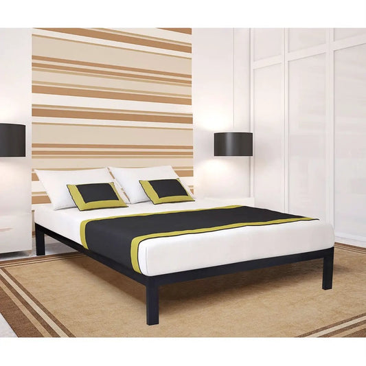 Twin Black Metal Platform Bed Frame with Slats, modern minimal design on Tampa Home & Garden Store