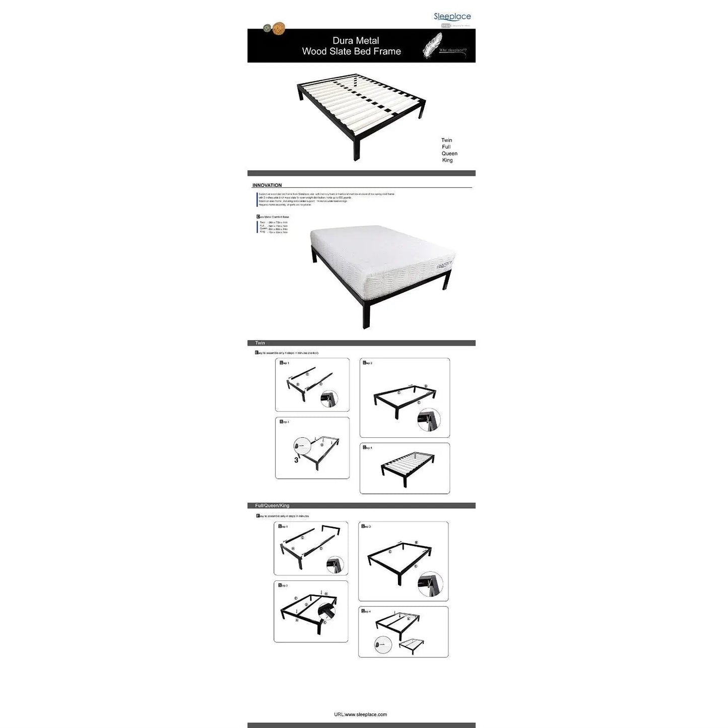 Twin Black Metal Platform Bed Frame with Slats by HomePacific on Tampa Home & Garden Store